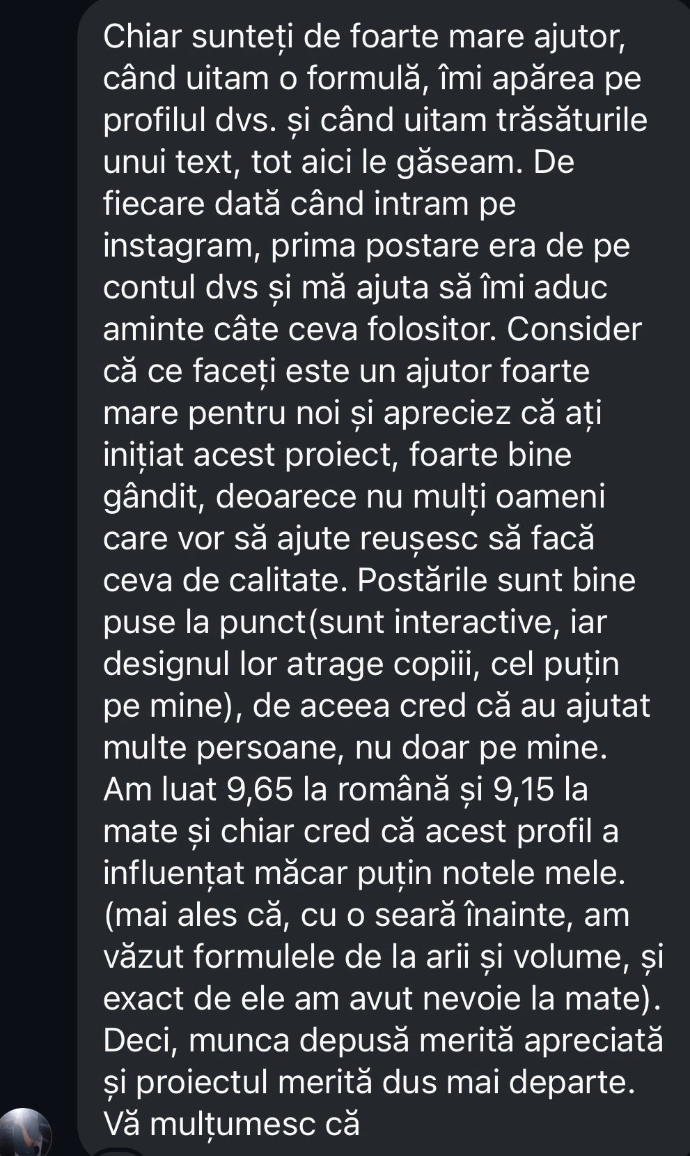 Recenzie detaliată primită de la un elev