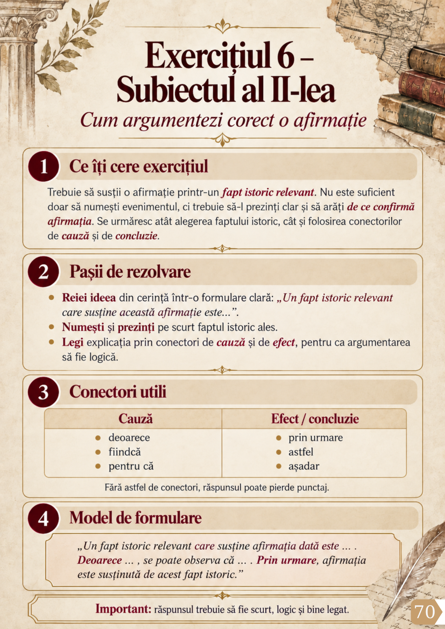 Cum argumentezi corect o afirmație la Subiectul al II-lea